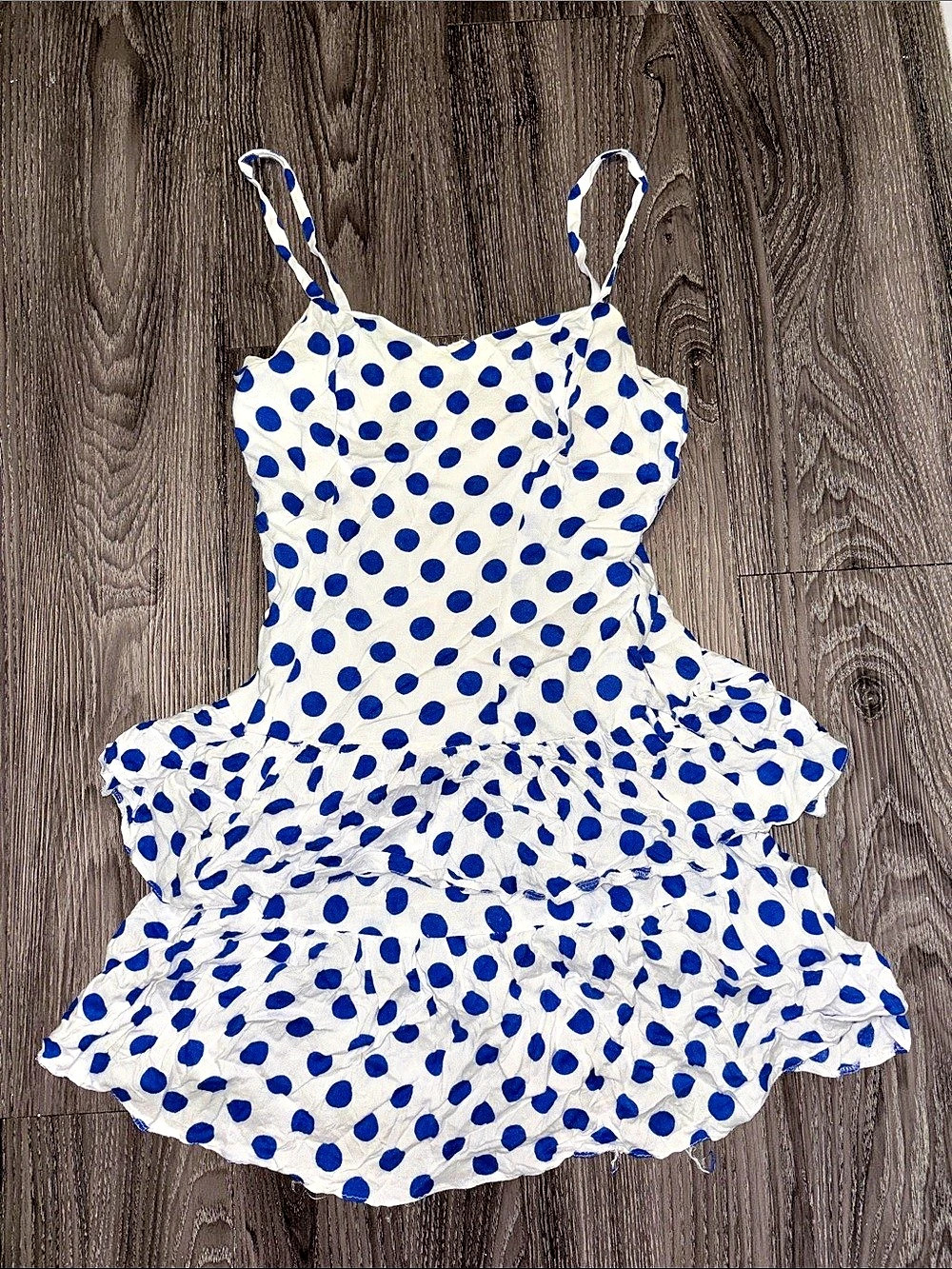 Vintage Polka Dot Mini Dress White & Blue